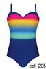 Picture of PLUS SIZE SWIM SUIT BLUE WITH COLOURED BODICE